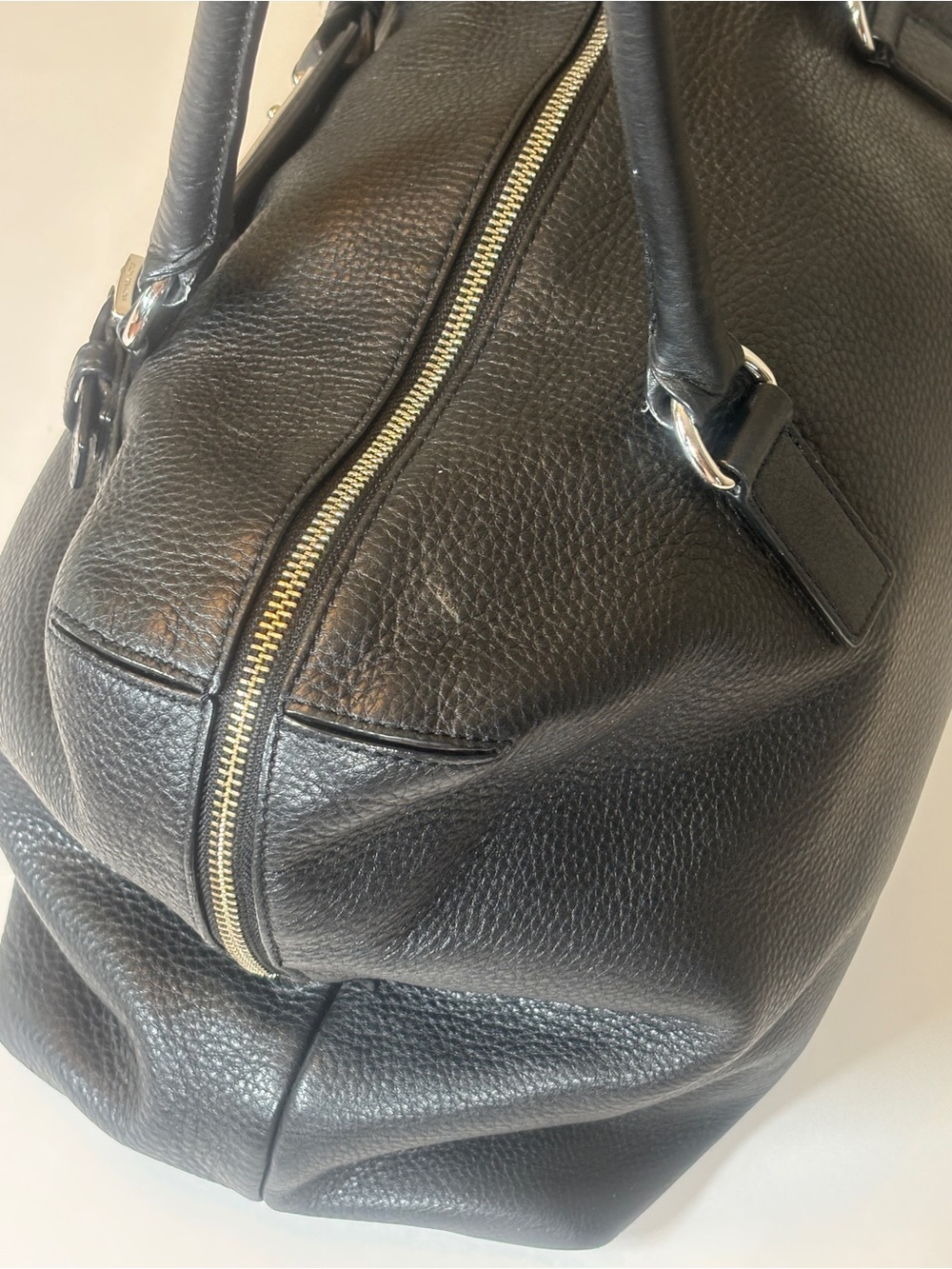 Michael Kors Black Hamiliton Weekender Leather Tote Satchel with Silver Hardware - Picture 6 of 15